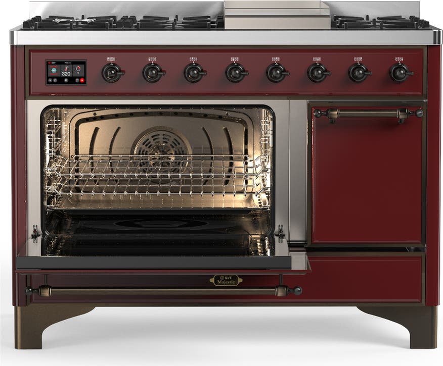 Ilve UM48FQNR3BUBLP Burgundy With Burnished Trim, Liquid Propane