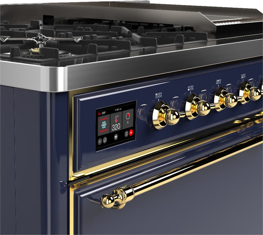 Ilve UM48FQNR3MBG Midnight Blue With Brass Trim, Natural Gas
