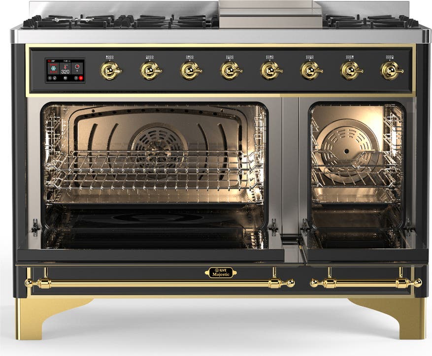 Ilve UM48FQNR3MGG Matte Graphite With Brass Trim, Natural Gas
