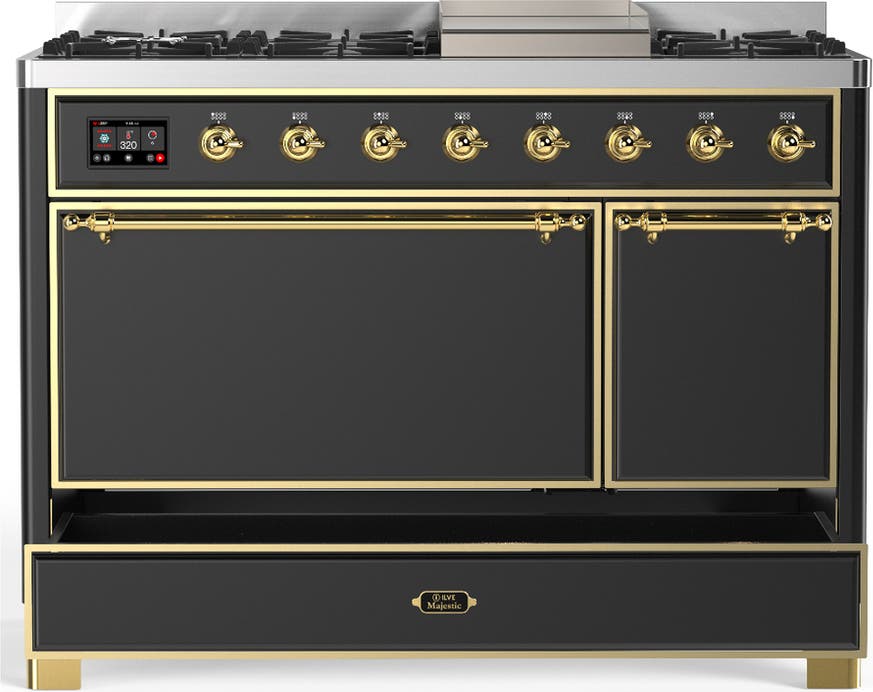 Ilve UM48FQNR3MGG Matte Graphite With Brass Trim, Natural Gas