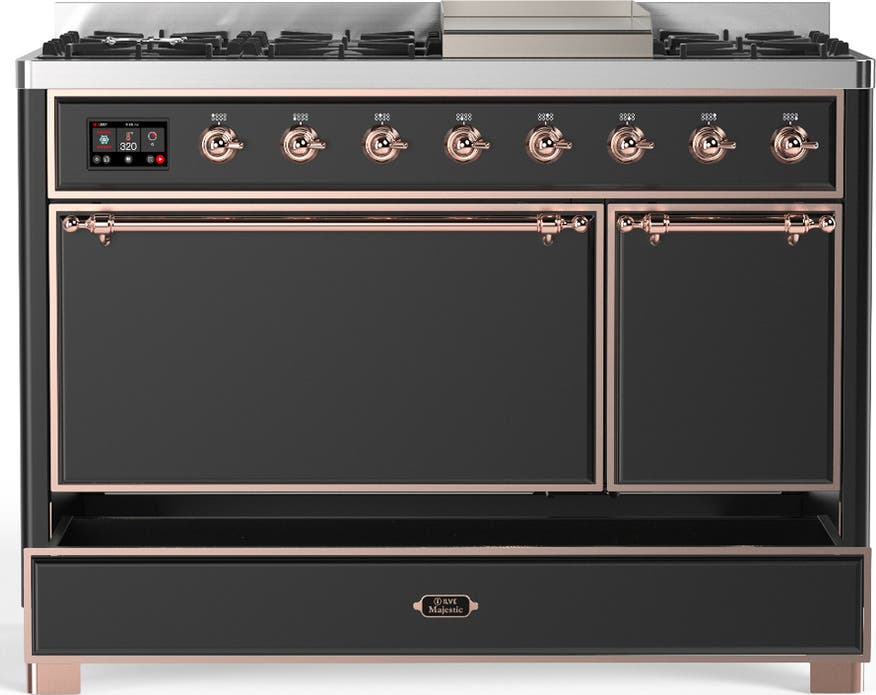 Ilve UM48FQNR3MGP Matte Graphite With Copper Trim, Natural Gas