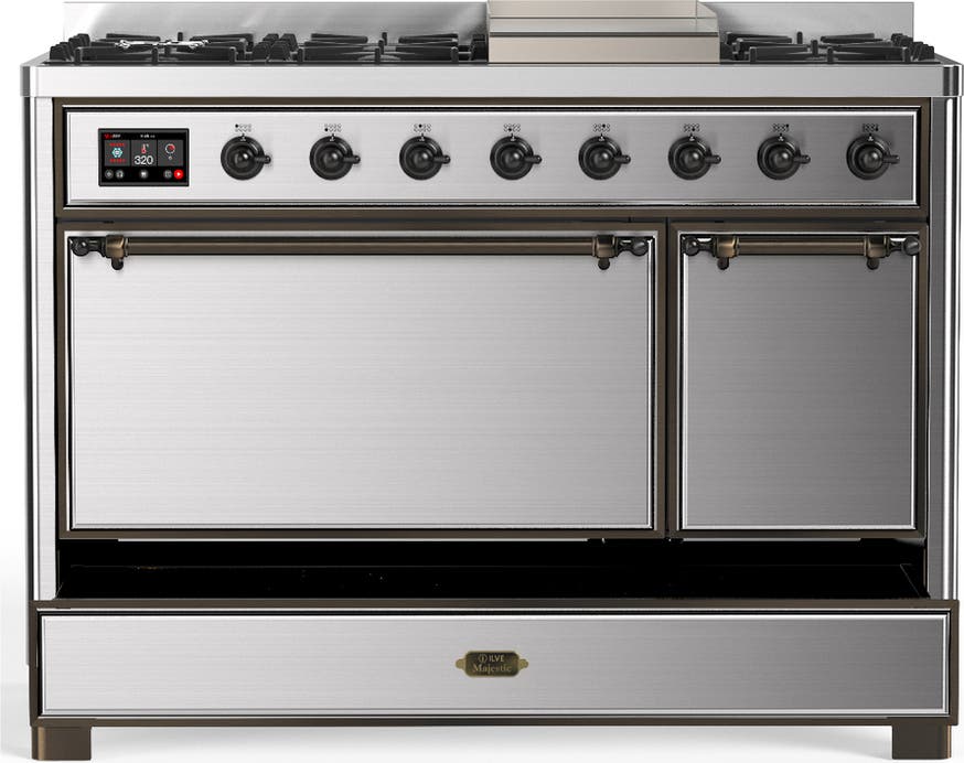 Ilve UM48FQNR3SSB Stainless Steel With Burnished Trim, Natural Gas