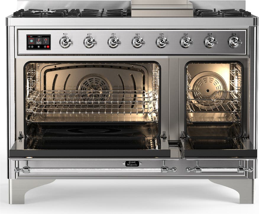 Ilve UM48FQNR3SSC Stainless Steel With Chrome Trim, Natural Gas