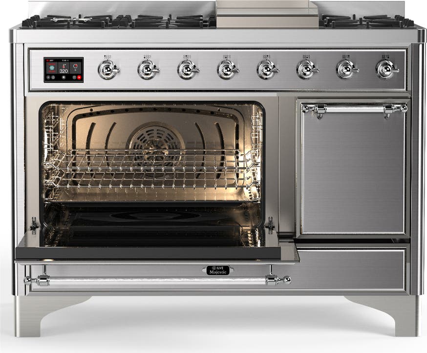 Ilve UM48FQNR3SSC Stainless Steel With Chrome Trim, Natural Gas