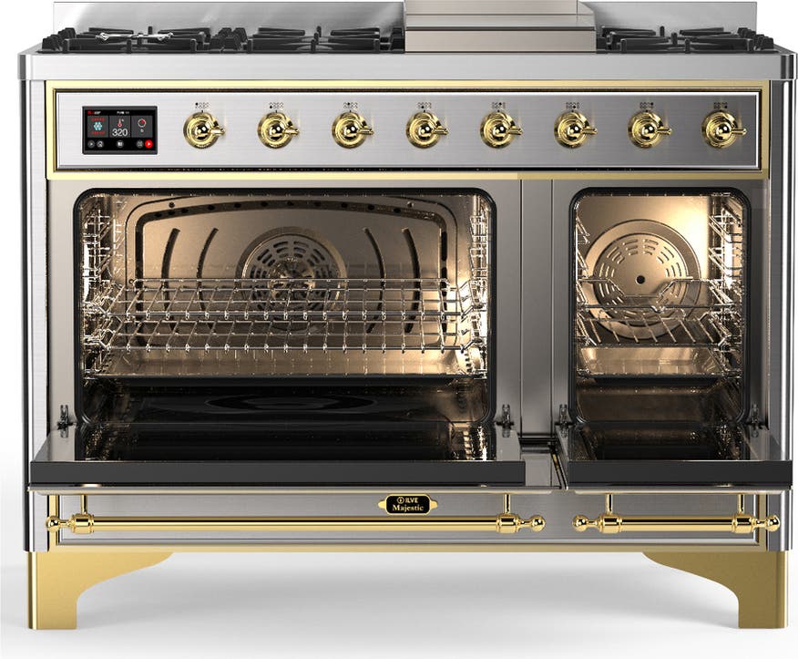 Ilve UM48FQNR3SSGLP Stainless Steel With Brass Trim, Liquid Propane