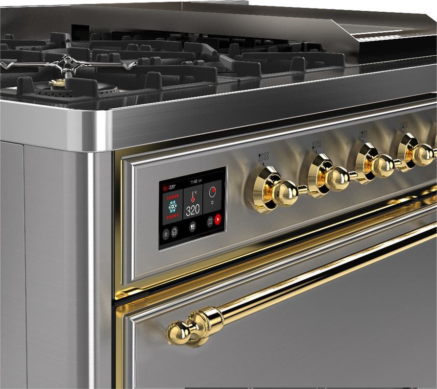 Ilve UM48FQNR3SSGLP Stainless Steel With Brass Trim, Liquid Propane