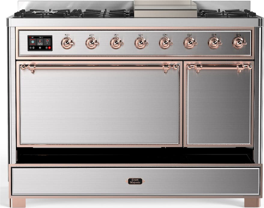 Ilve UM48FQNR3SSP Stainless Steel With Copper Trim, Natural Gas