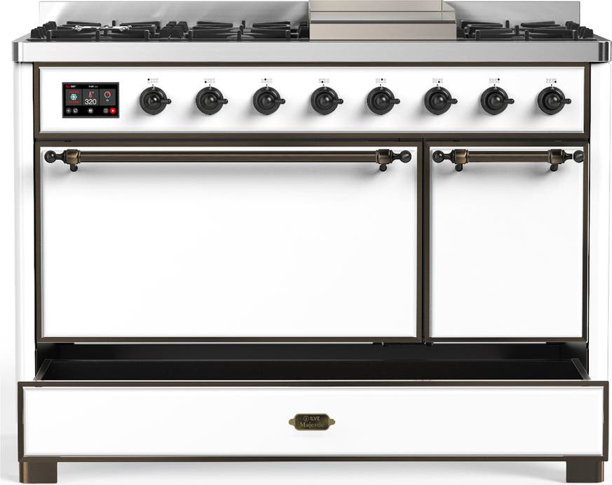 Ilve UM48FQNR3WHBLP White With Burnished Trim, Liquid Propane
