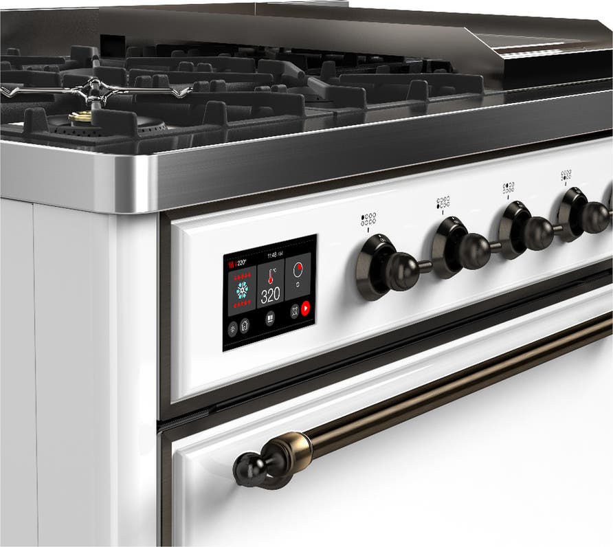 Ilve UM48FQNR3WHBLP White With Burnished Trim, Liquid Propane