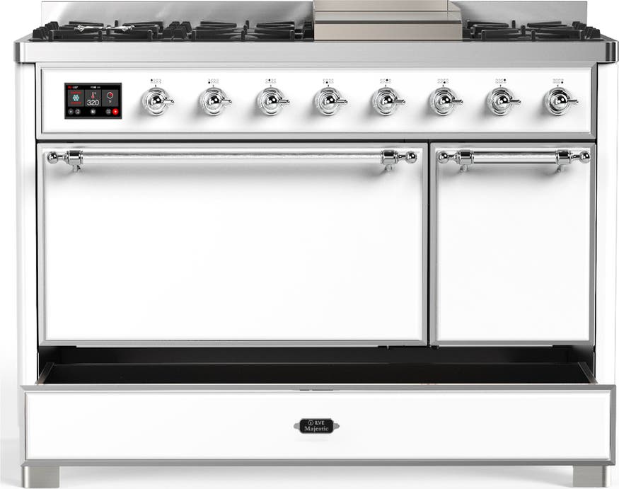 Ilve UM48FQNR3WHC White With Chrome Trim, Natural Gas