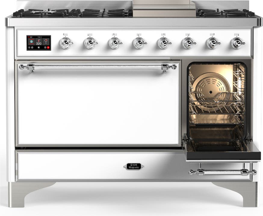 Ilve UM48FQNR3WHCLP White With Chrome Trim, Liquid Propane