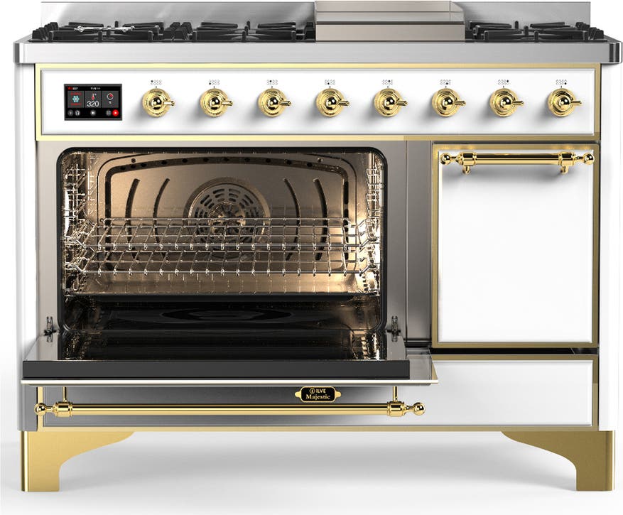 Ilve UM48FQNR3WHG White With Brass Trim, Natural Gas