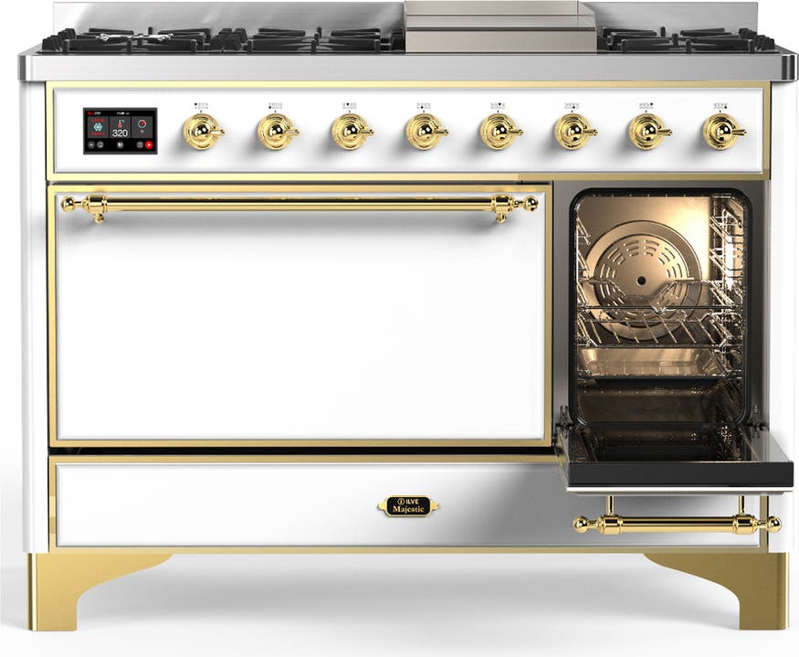 Ilve UM48FQNR3WHG White With Brass Trim, Natural Gas