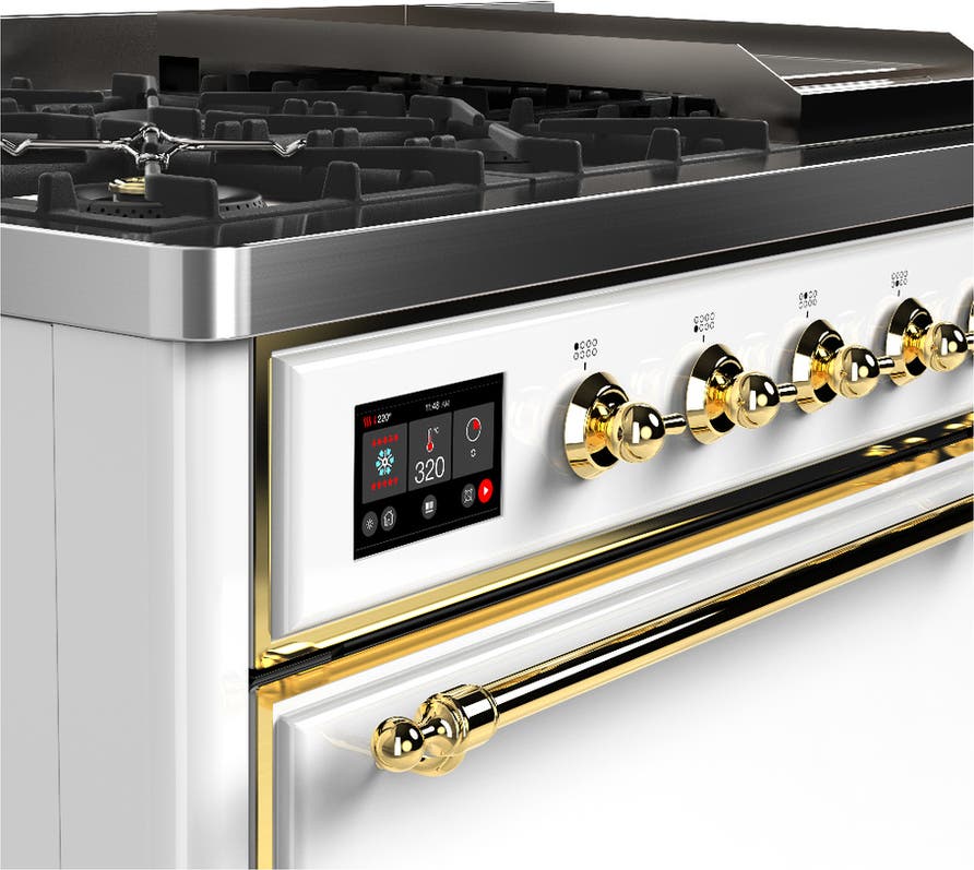 Ilve UM48FQNR3WHG White With Brass Trim, Natural Gas