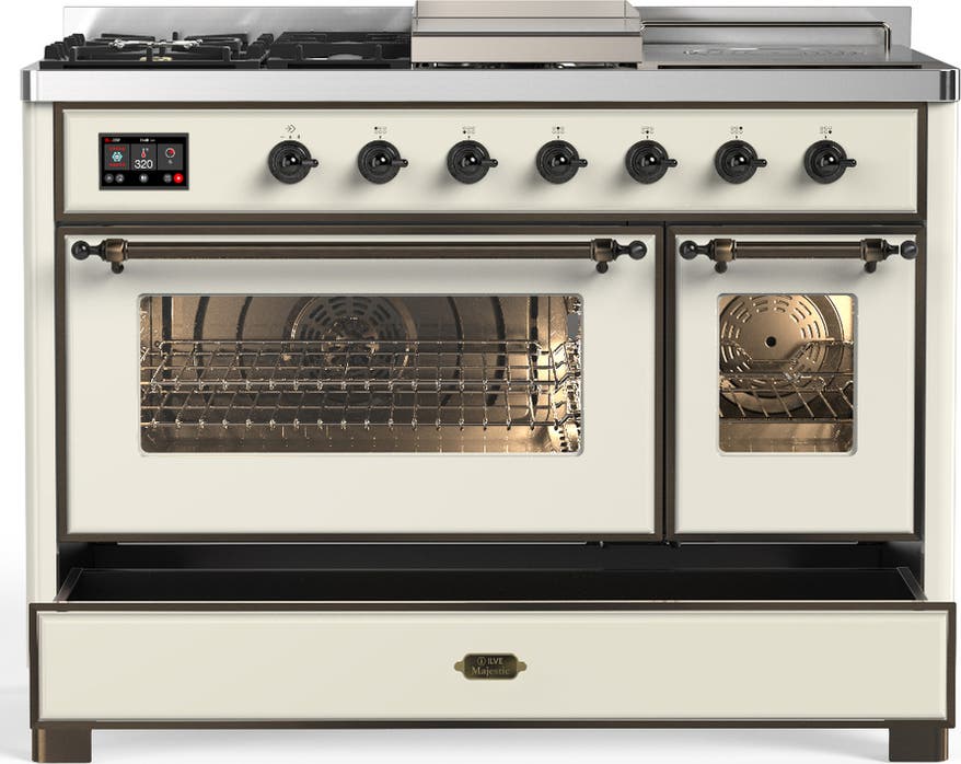 Ilve UM48FSNR3AWB Antique White With Burnished Trim, Natural Gas
