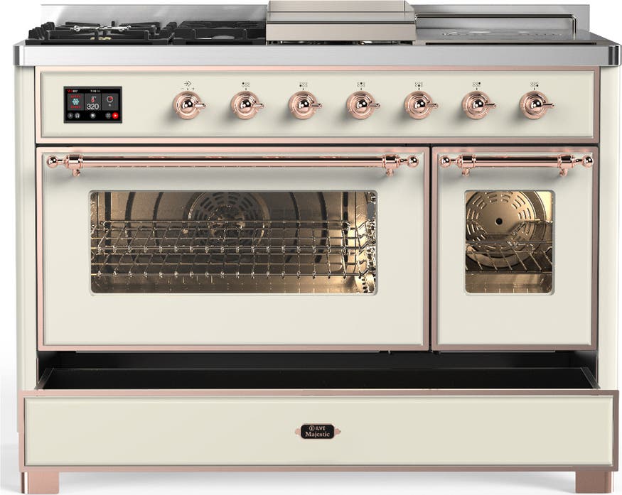 Ilve UM48FSNR3AWP Antique White With Copper Trim, Natural Gas