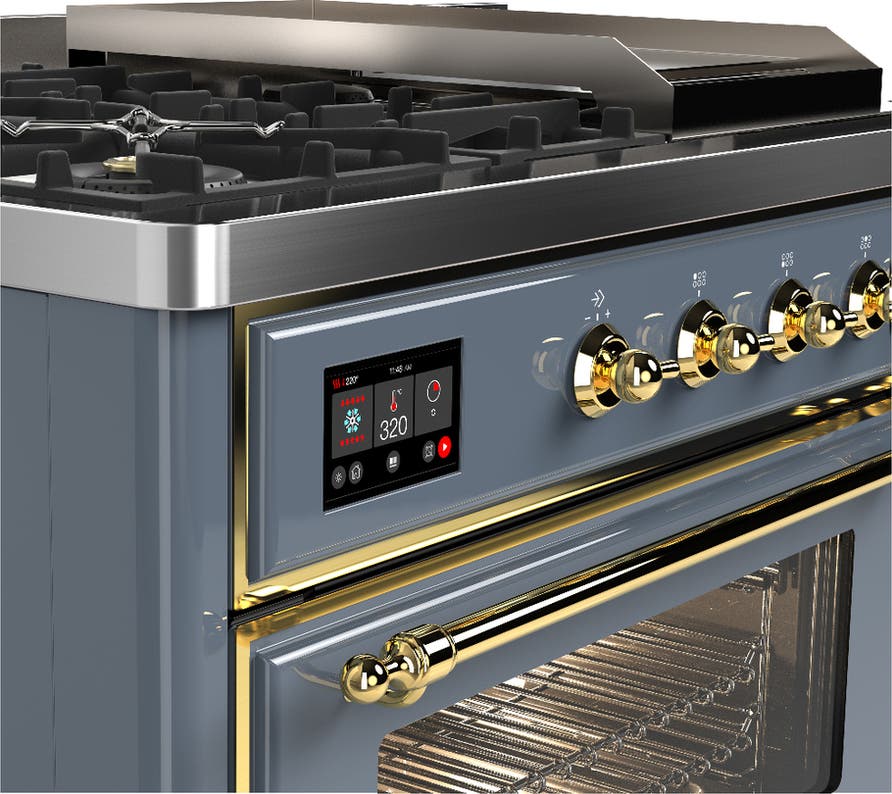 Ilve UM48FSNR3BGG Blue Grey With Brass Trim, Natural Gas