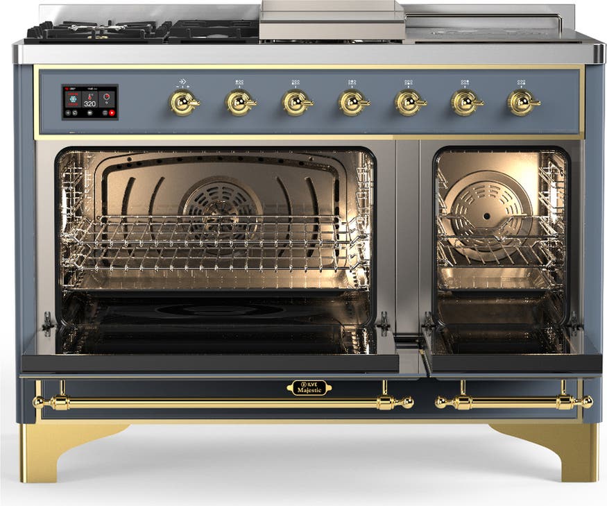 Ilve UM48FSNR3BGGLP Blue Grey With Brass Trim, Liquid Propane