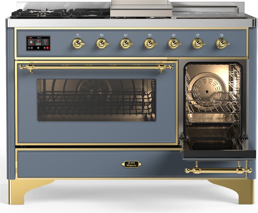 Ilve UM48FSNR3BGGLP Blue Grey With Brass Trim, Liquid Propane