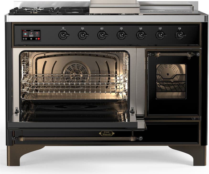 Ilve UM48FSNR3BKB Glossy Black With Burnished Trim, Natural Gas