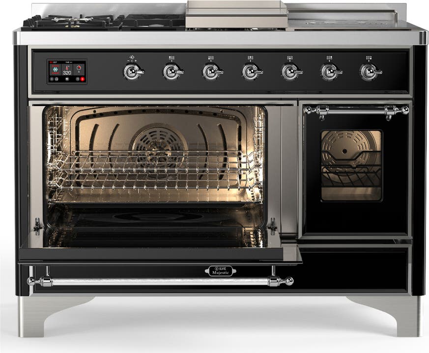 Ilve UM48FSNR3BKC Glossy Black With Chrome Trim, Natural Gas