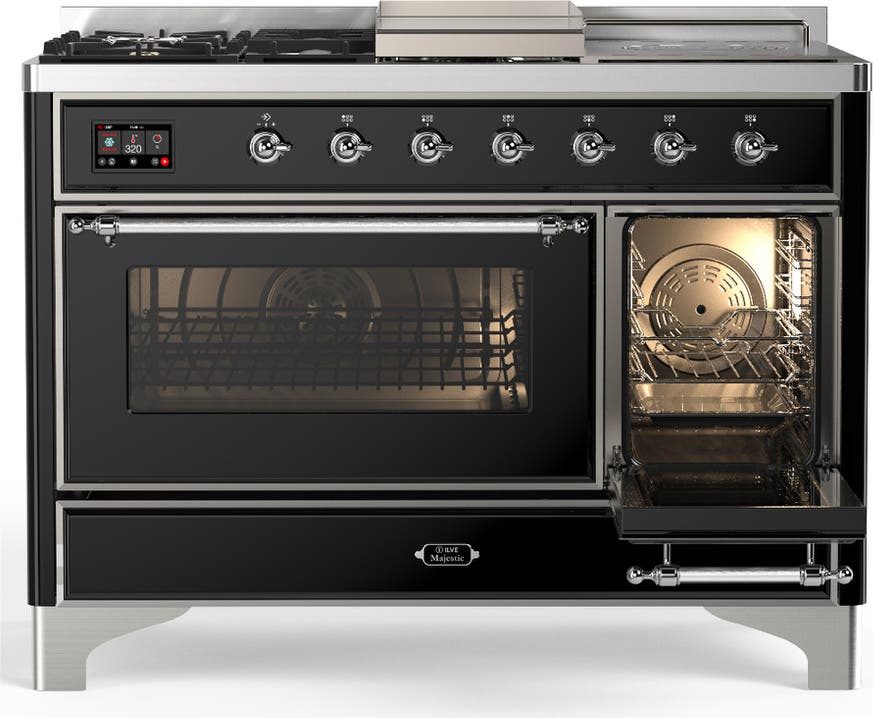 Ilve UM48FSNR3BKC Glossy Black With Chrome Trim, Natural Gas