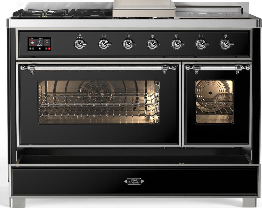 Ilve UM48FSNR3BKC Glossy Black With Chrome Trim, Natural Gas