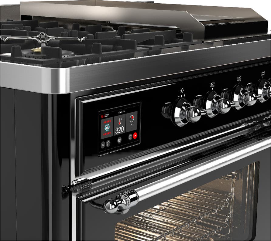 Ilve UM48FSNR3BKC Glossy Black With Chrome Trim, Natural Gas