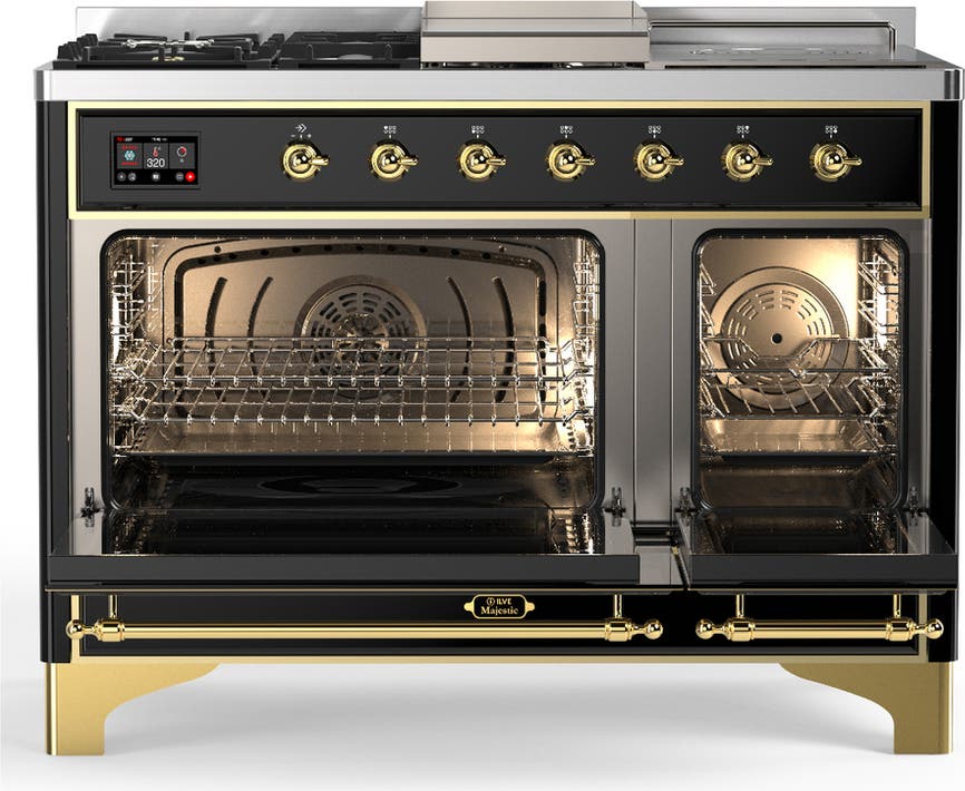 Ilve UM48FSNR3BKG Glossy Black With Brass Trim, Natural Gas