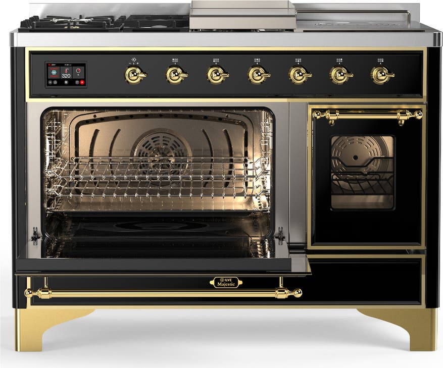 Ilve UM48FSNR3BKG Glossy Black With Brass Trim, Natural Gas