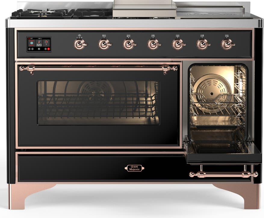 Ilve UM48FSNR3BKPLP Glossy Black With Copper Trim, Liquid Propane