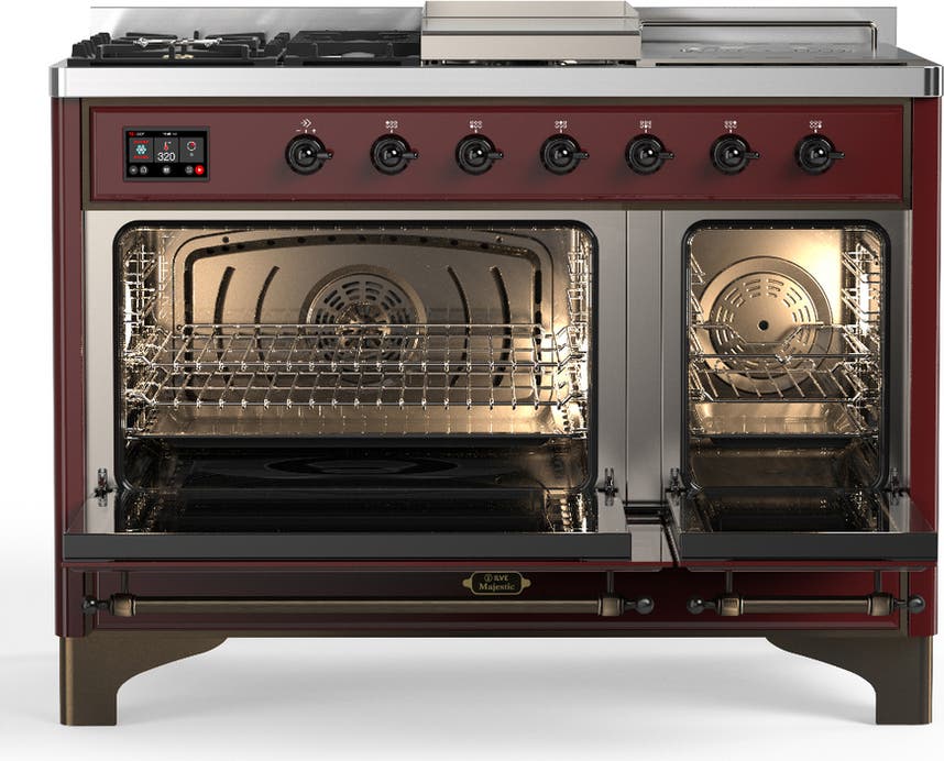 Ilve UM48FSNR3BUBLP Burgundy With Burnished Trim, Liquid Propane