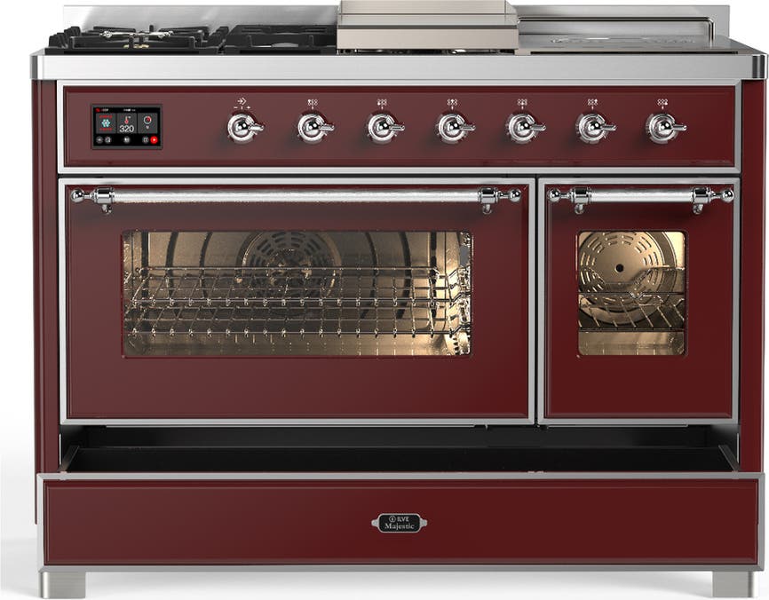 Ilve UM48FSNR3BUC Burgundy With Chrome Trim, Natural Gas