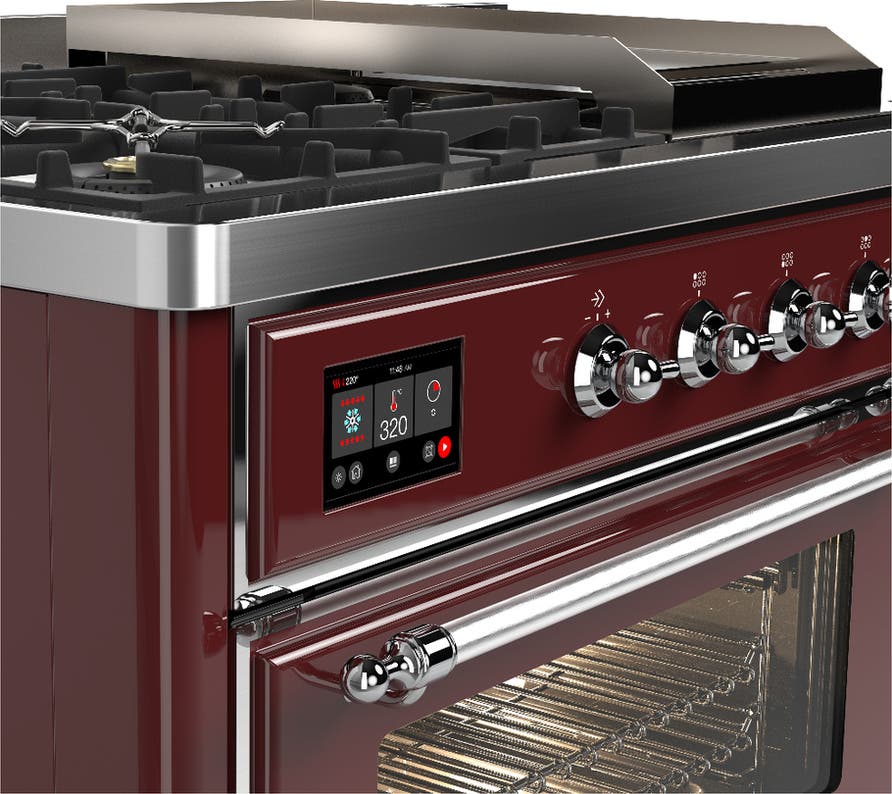 Ilve UM48FSNR3BUC Burgundy With Chrome Trim, Natural Gas