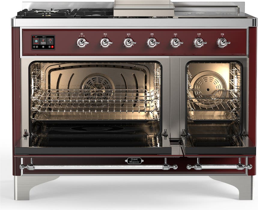 Ilve UM48FSNR3BUCLP Burgundy With Chrome Trim, Liquid Propane