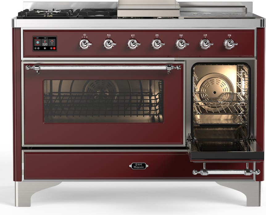 Ilve UM48FSNR3BUCLP Burgundy With Chrome Trim, Liquid Propane