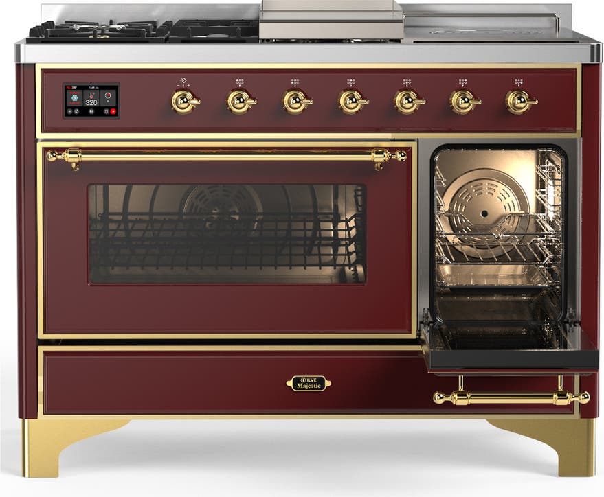 Ilve UM48FSNR3BUG Burgundy With Brass Trim, Natural Gas