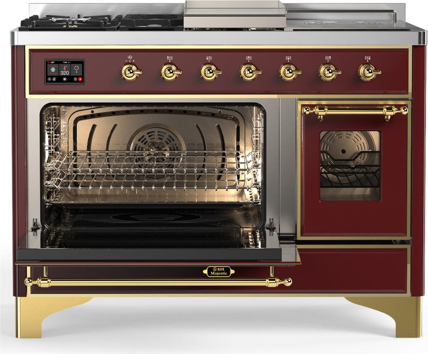 Ilve UM48FSNR3BUGLP Burgundy With Brass Trim, Liquid Propane