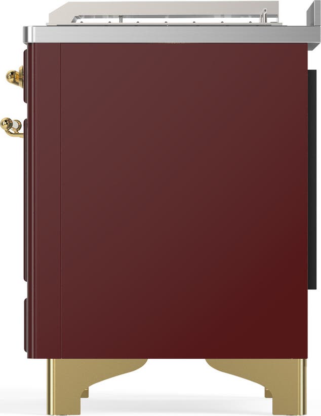 Ilve UM48FSNR3BUGLP Burgundy With Brass Trim, Liquid Propane