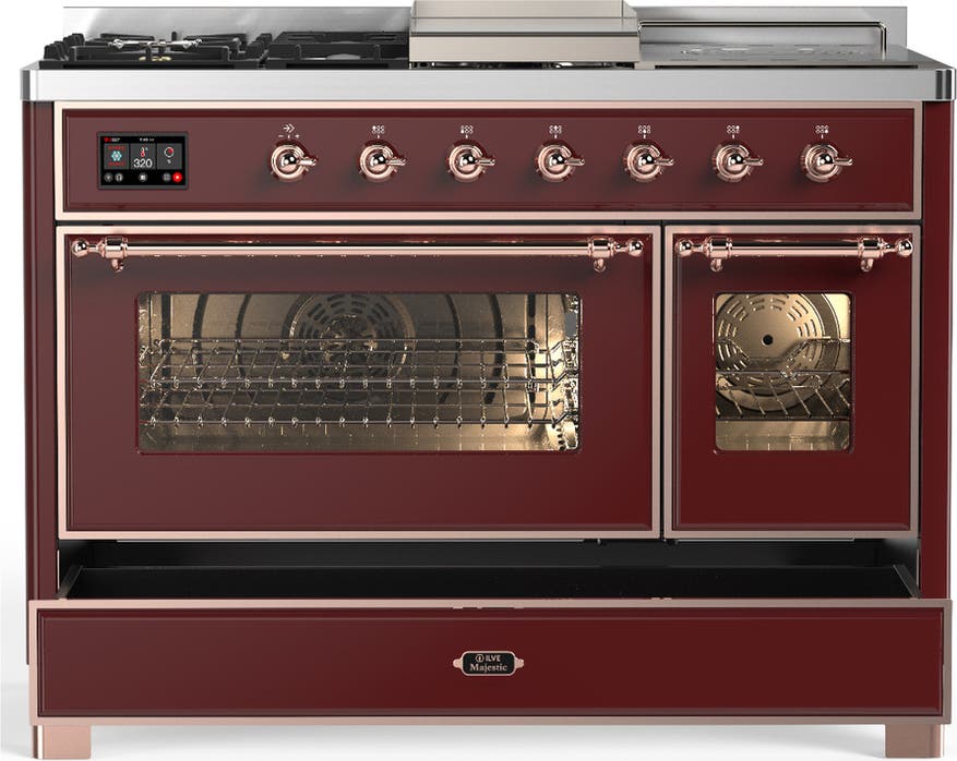 Ilve UM48FSNR3BUP Burgundy With Copper Trim, Natural Gas
