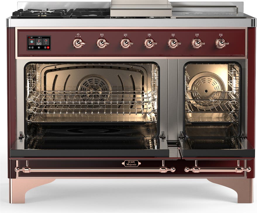 Ilve UM48FSNR3BUPLP Burgundy With Copper Trim, Liquid Propane