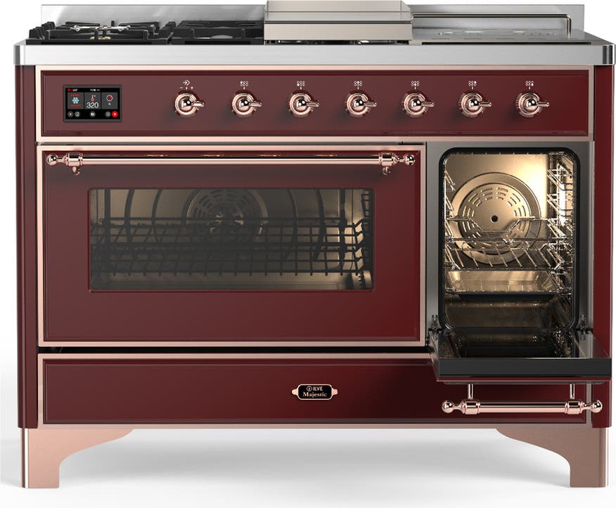 Ilve UM48FSNR3BUPLP Burgundy With Copper Trim, Liquid Propane