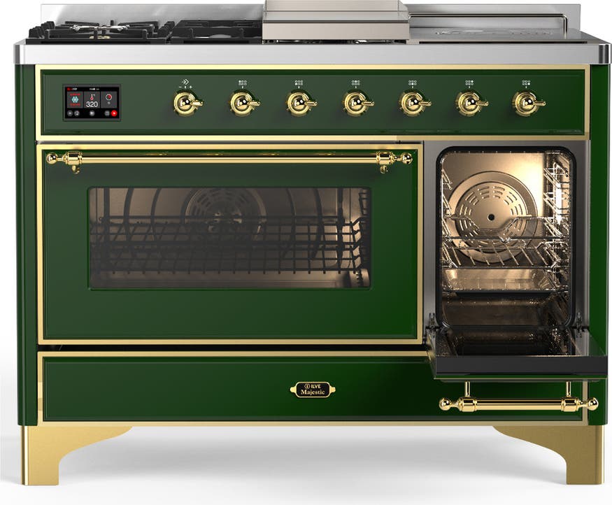 Ilve UM48FSNR3EGG Emerald Green With Brass Trim, Natural Gas
