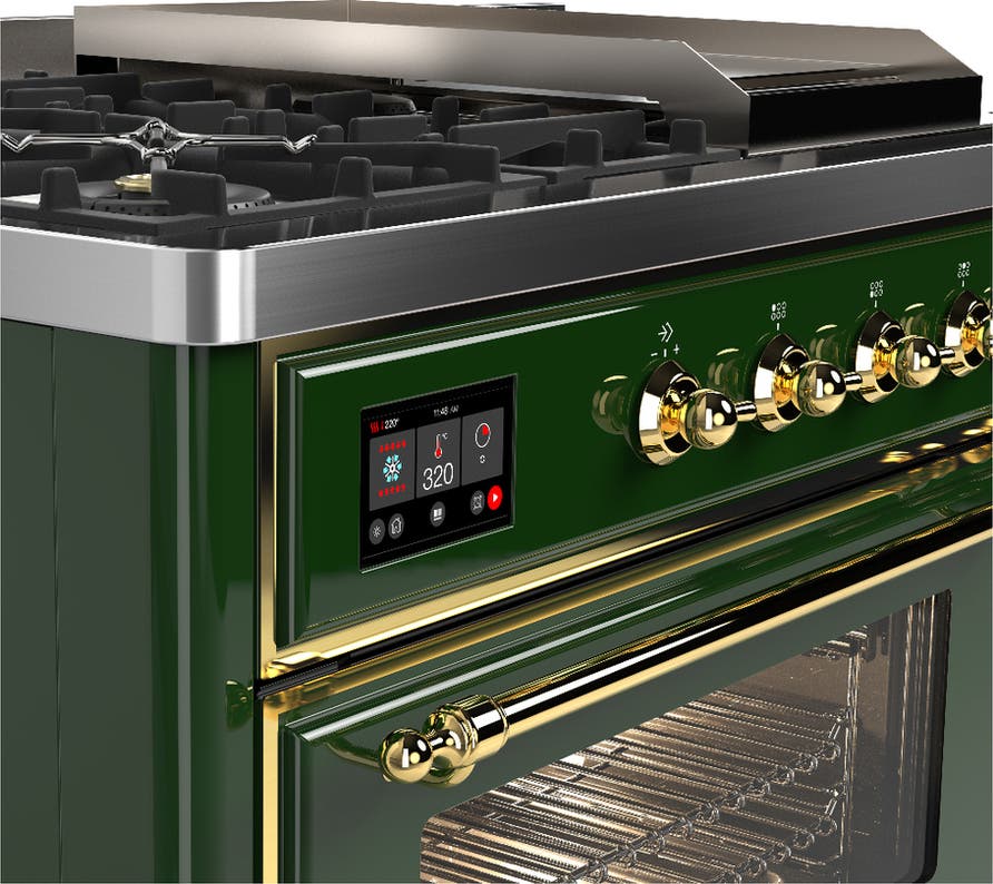 Ilve UM48FSNR3EGG Emerald Green With Brass Trim, Natural Gas