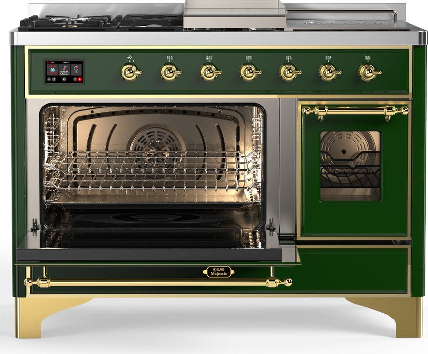 Ilve UM48FSNR3EGGLP Emerald Green With Brass Trim, Liquid Propane