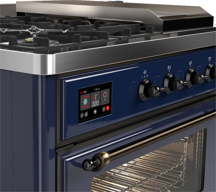 Ilve UM48FSNR3MBB Midnight Blue With Burnished Trim, Natural Gas