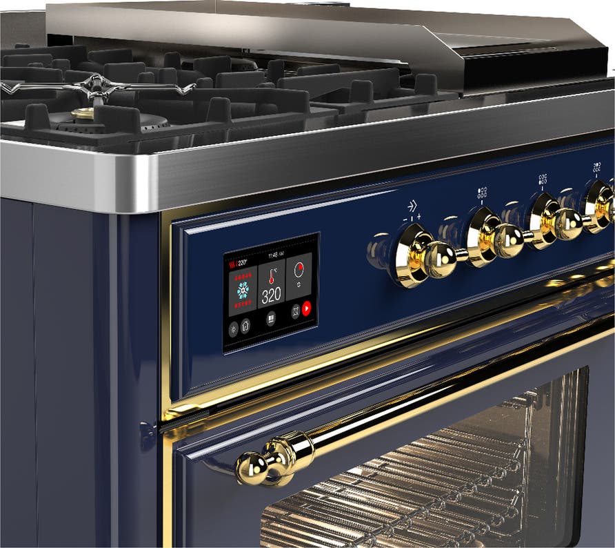 Ilve UM48FSNR3MBG Midnight Blue With Brass Trim, Natural Gas