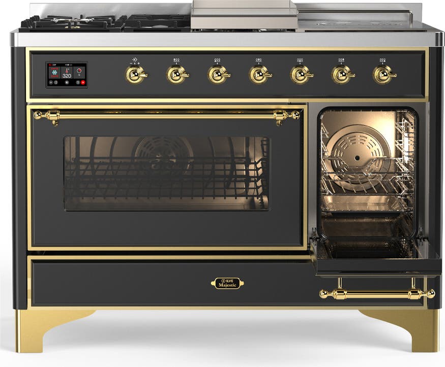 Ilve UM48FSNR3MGG Matte Graphite With Brass Trim, Natural Gas