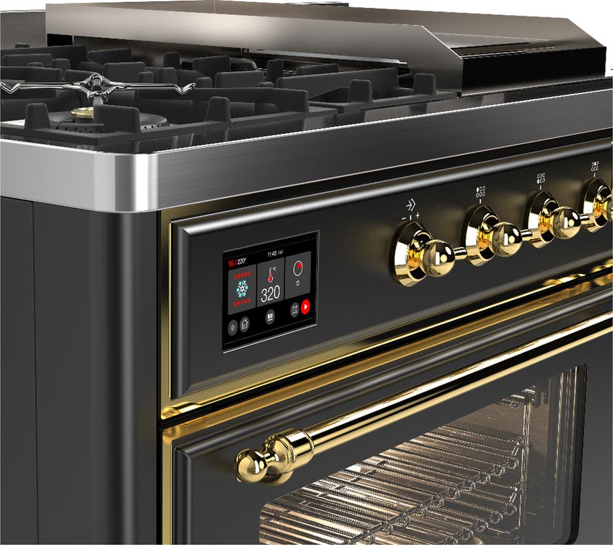Ilve UM48FSNR3MGGLP Matte Graphite With Brass Trim, Liquid Propane