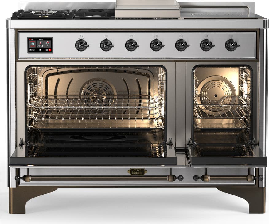 Ilve UM48FSNR3SSB Stainless Steel With Burnished Trim, Natural Gas